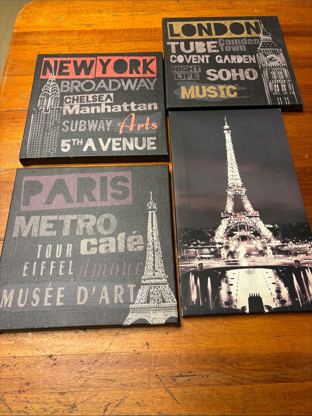 Travel City Canvas Wall Art Set - Black and Cream